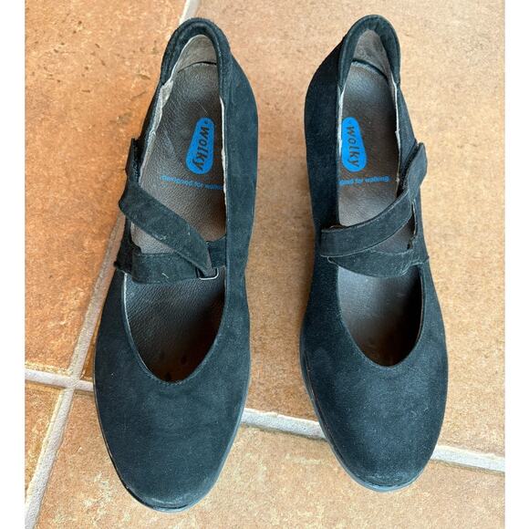 Wolky Black Suede Mid Heel Mary Jane Comfort Shoes size 39 US 8 - Picture 7 of 15